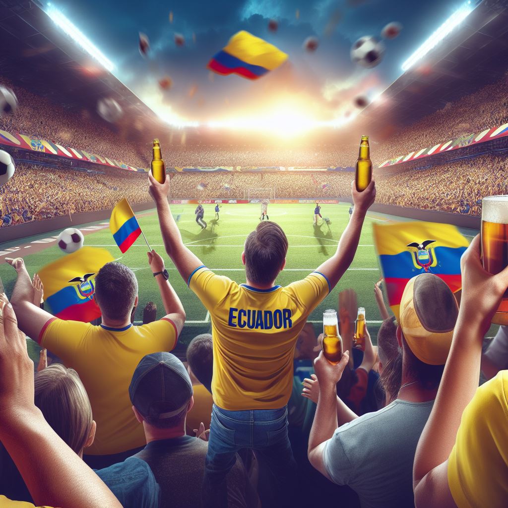 Hinchas de ecuador alentando - Imagen creada con Bing